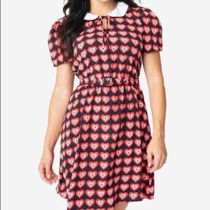 Unique Vintage Navy & Red Heart Dress XL